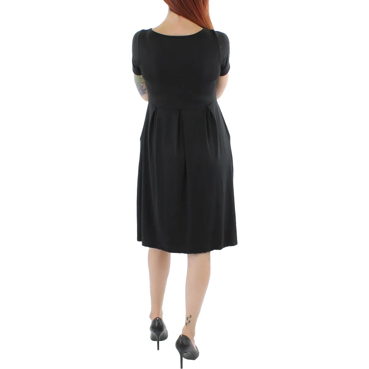 24seven Comfort Apparel Womens Knit Short Sleeves Fit & Flare Dress