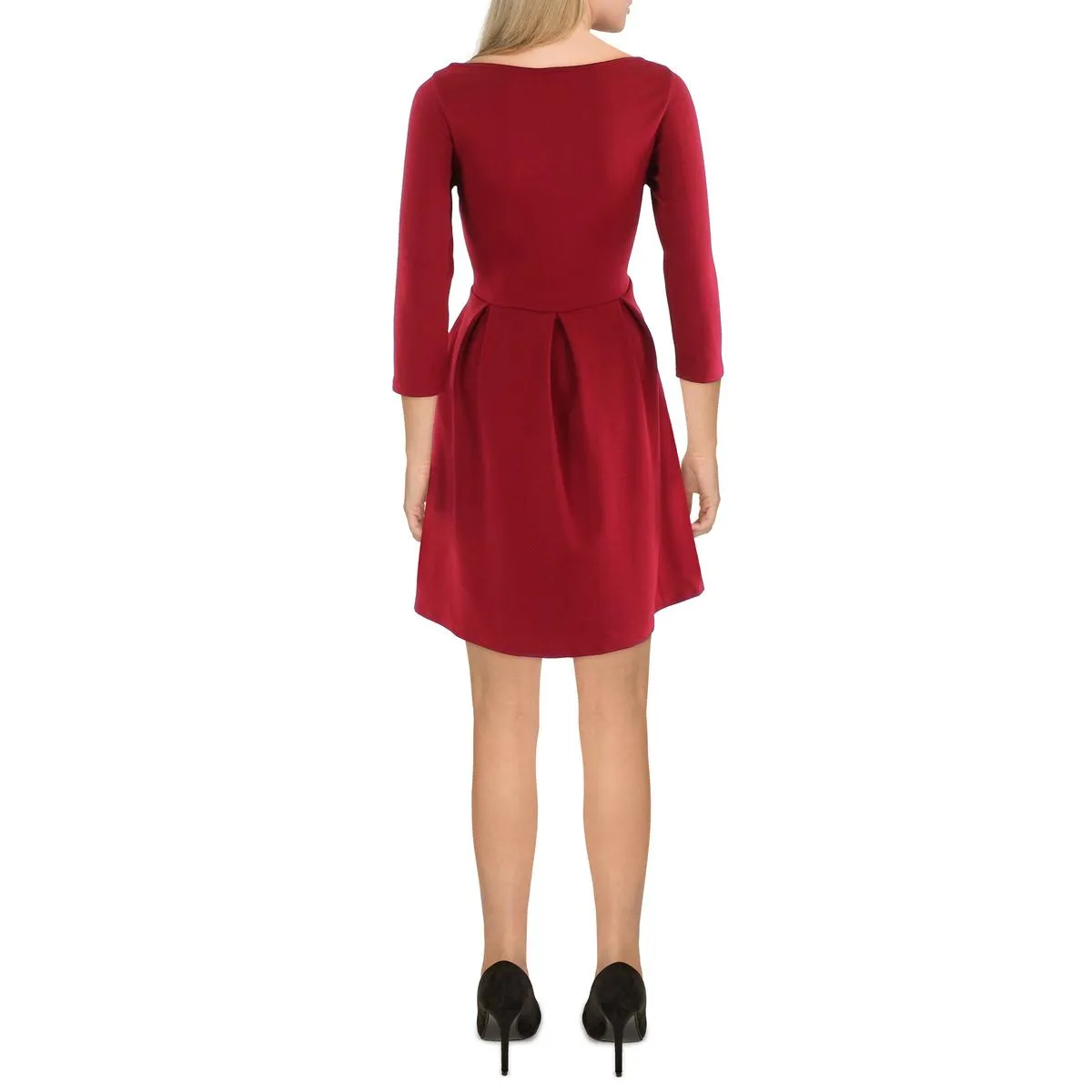 24seven Comfort Apparel Womens Pleated Mini Fit & Flare Dress