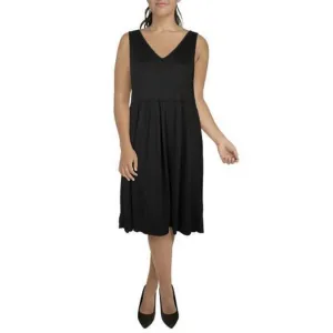 24seven Comfort Apparel Womens Plus V-Neck Fit &Flare Fit & Flare Dress