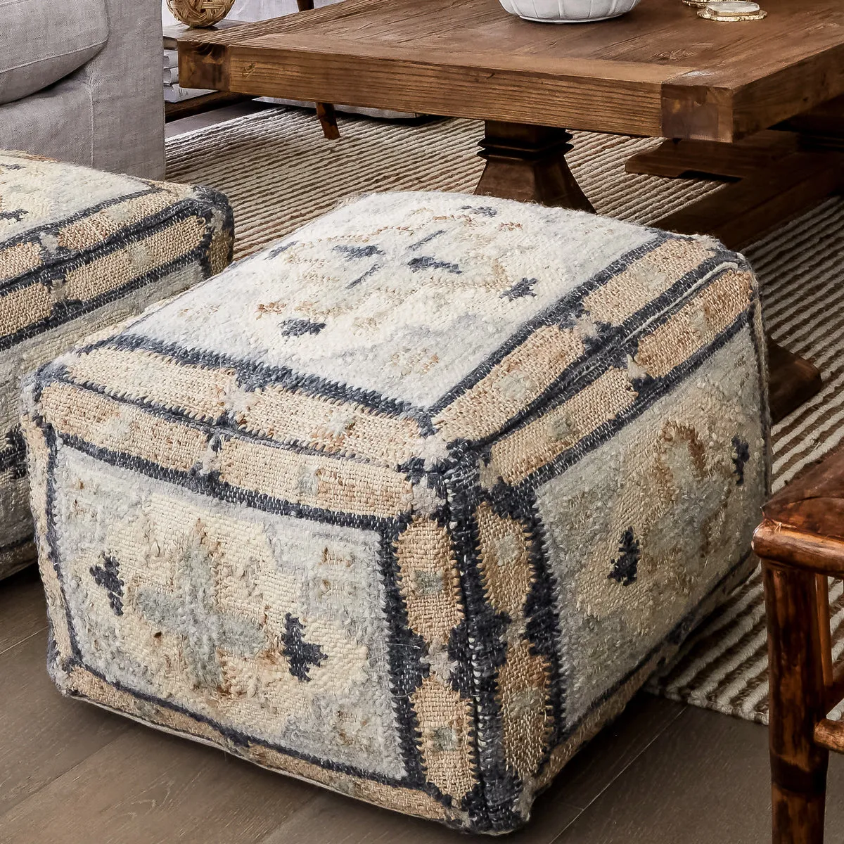 Aztec Footstool Teal