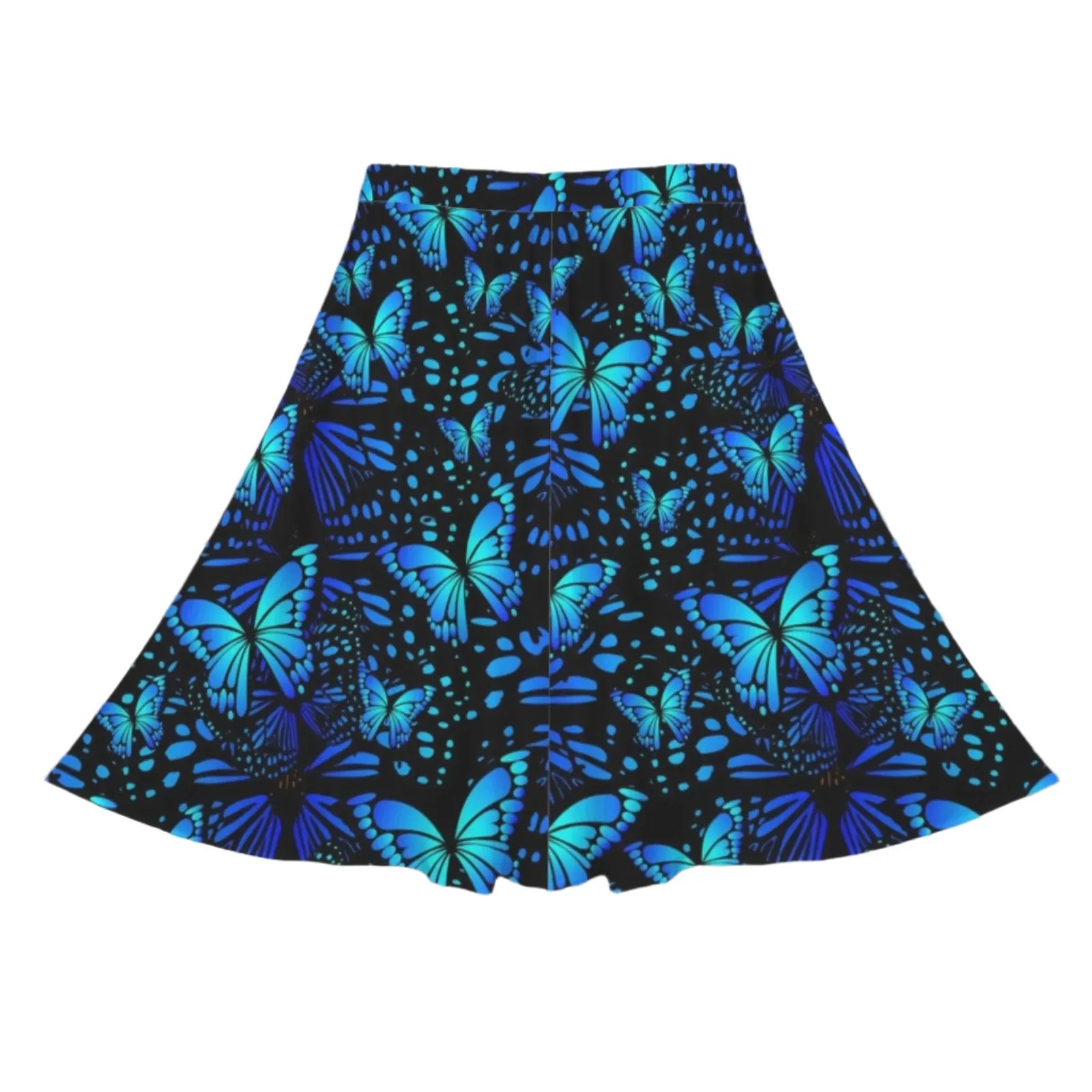Blue Butterflies Mid Length Skirt with Pockets up to 5 XL (FWS)