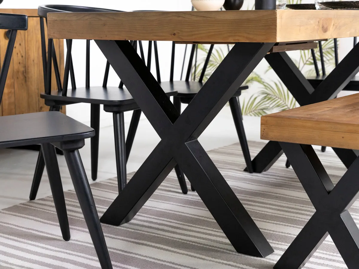 Brooklyn Light Extendable Cross Leg Dining Table (140cm - 180cm) & Bogart Dining Chairs