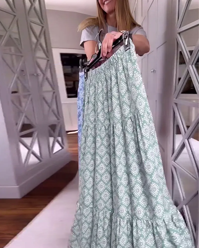 Casual printed patchwork pleated dress