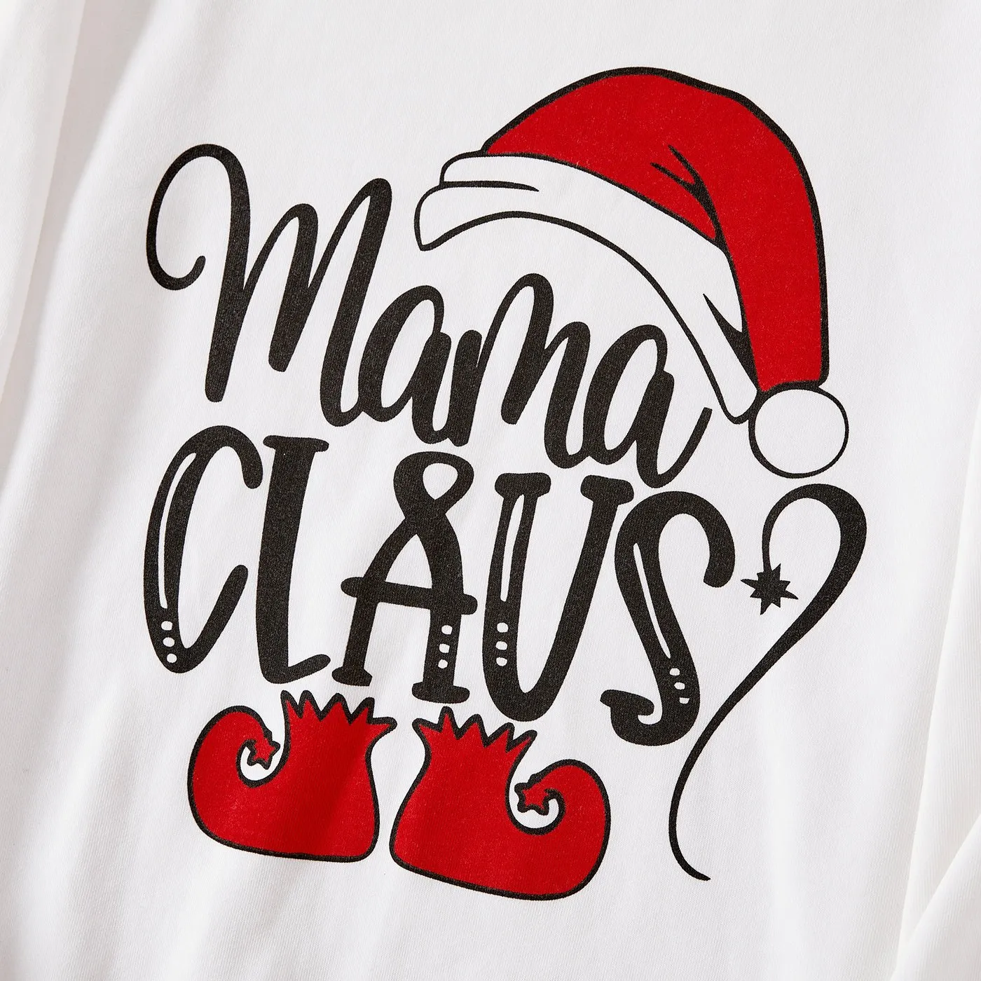 Christmas Family Matching Letters & Santa Hat Print Cotton Long Sleeve Tops