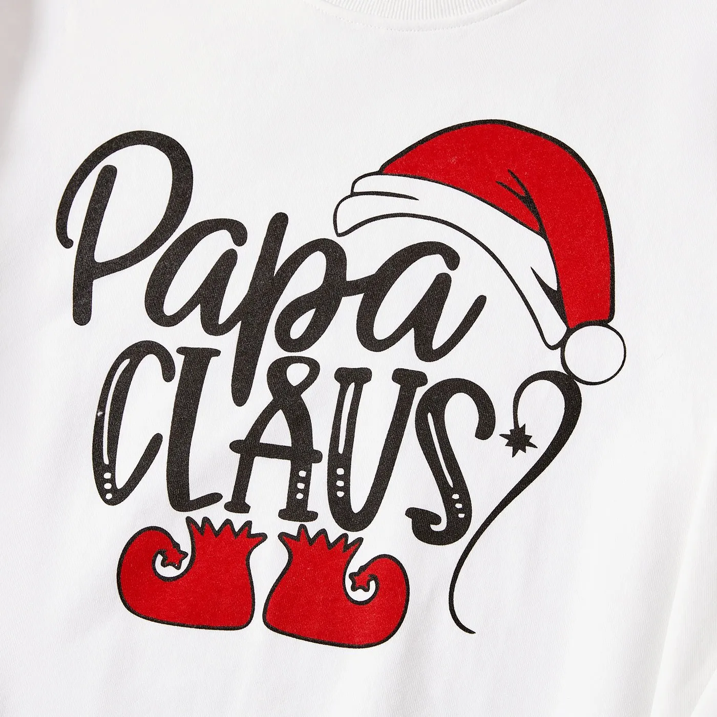 Christmas Family Matching Letters & Santa Hat Print Cotton Long Sleeve Tops
