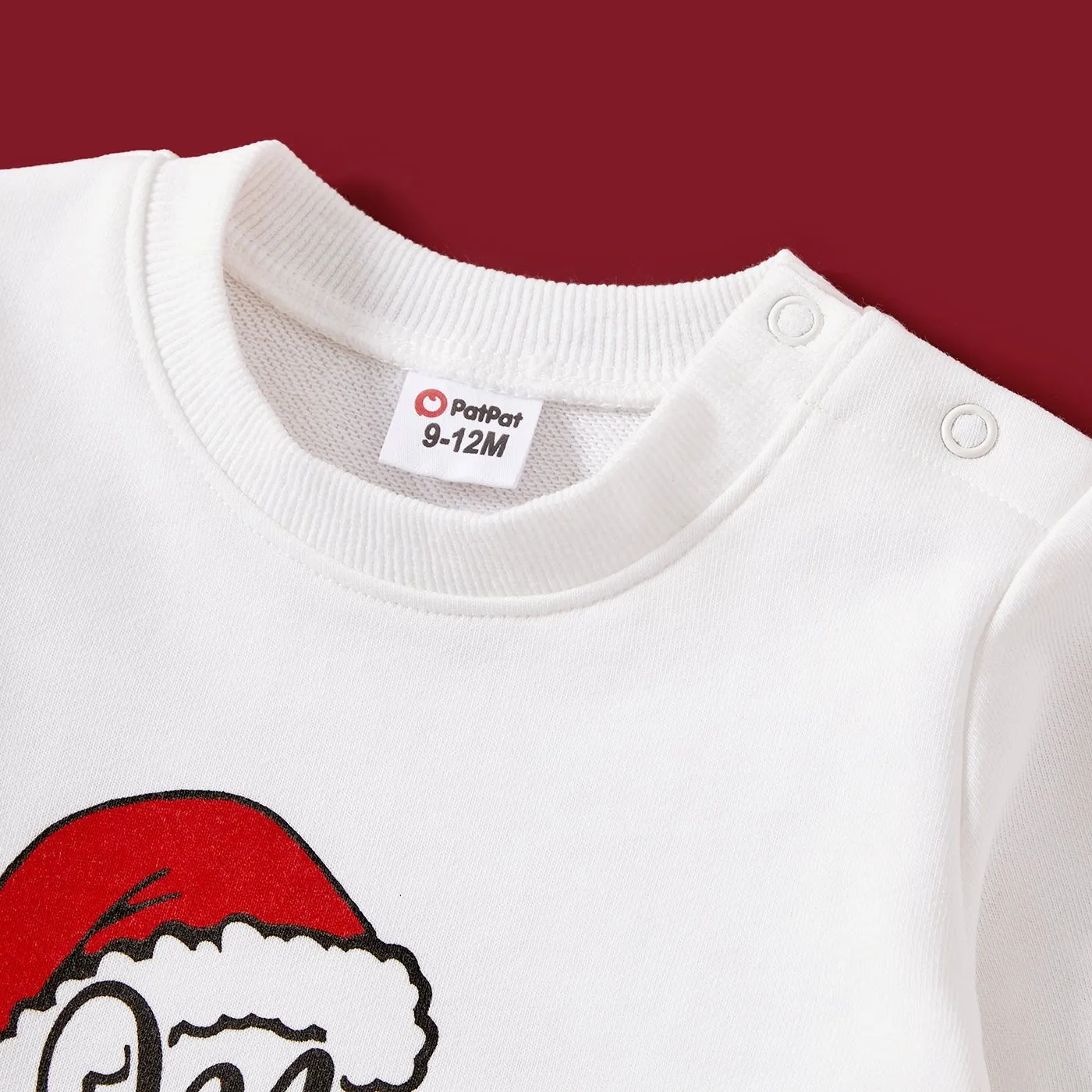 Christmas Family Matching Letters & Santa Hat Print Cotton Long Sleeve Tops