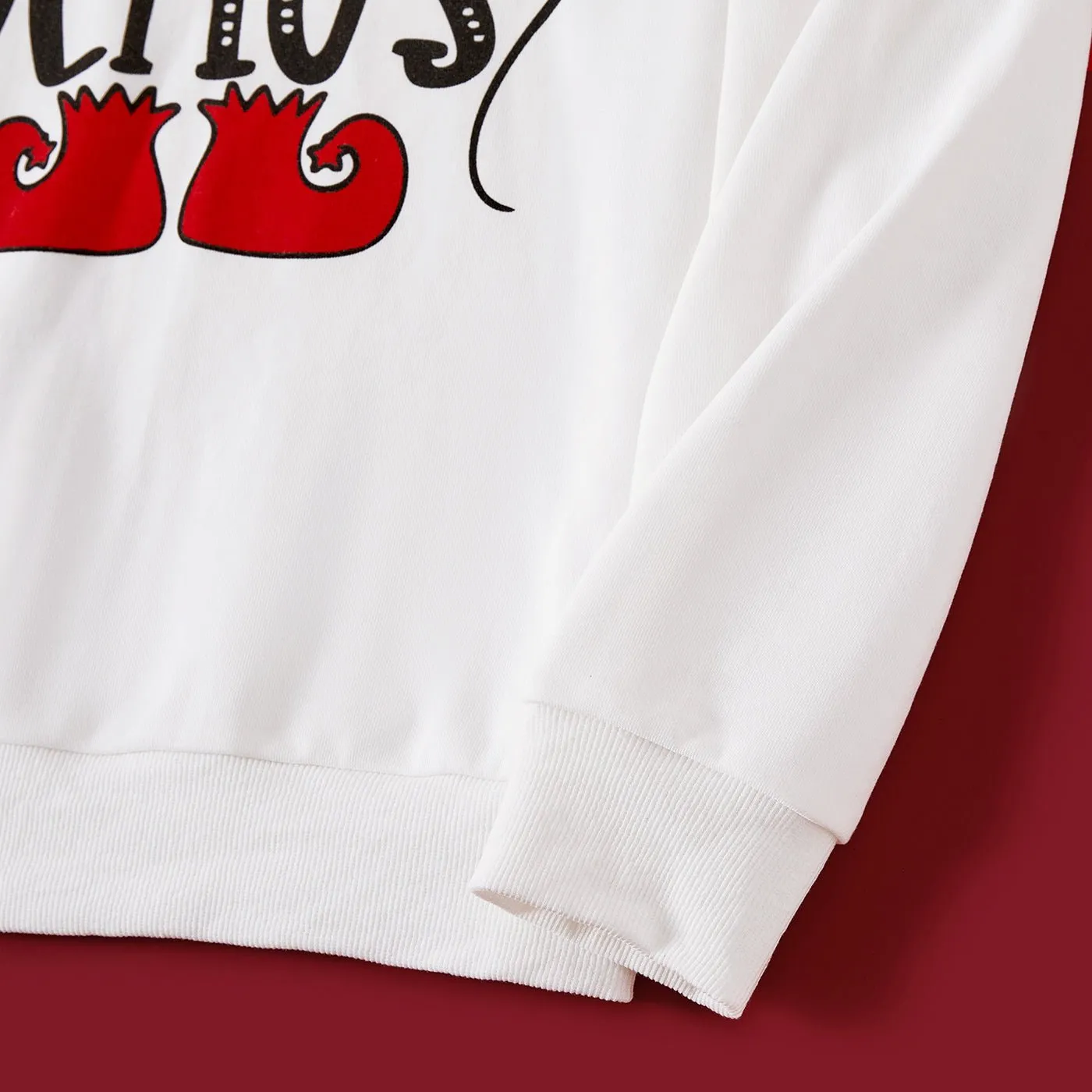 Christmas Family Matching Letters & Santa Hat Print Cotton Long Sleeve Tops