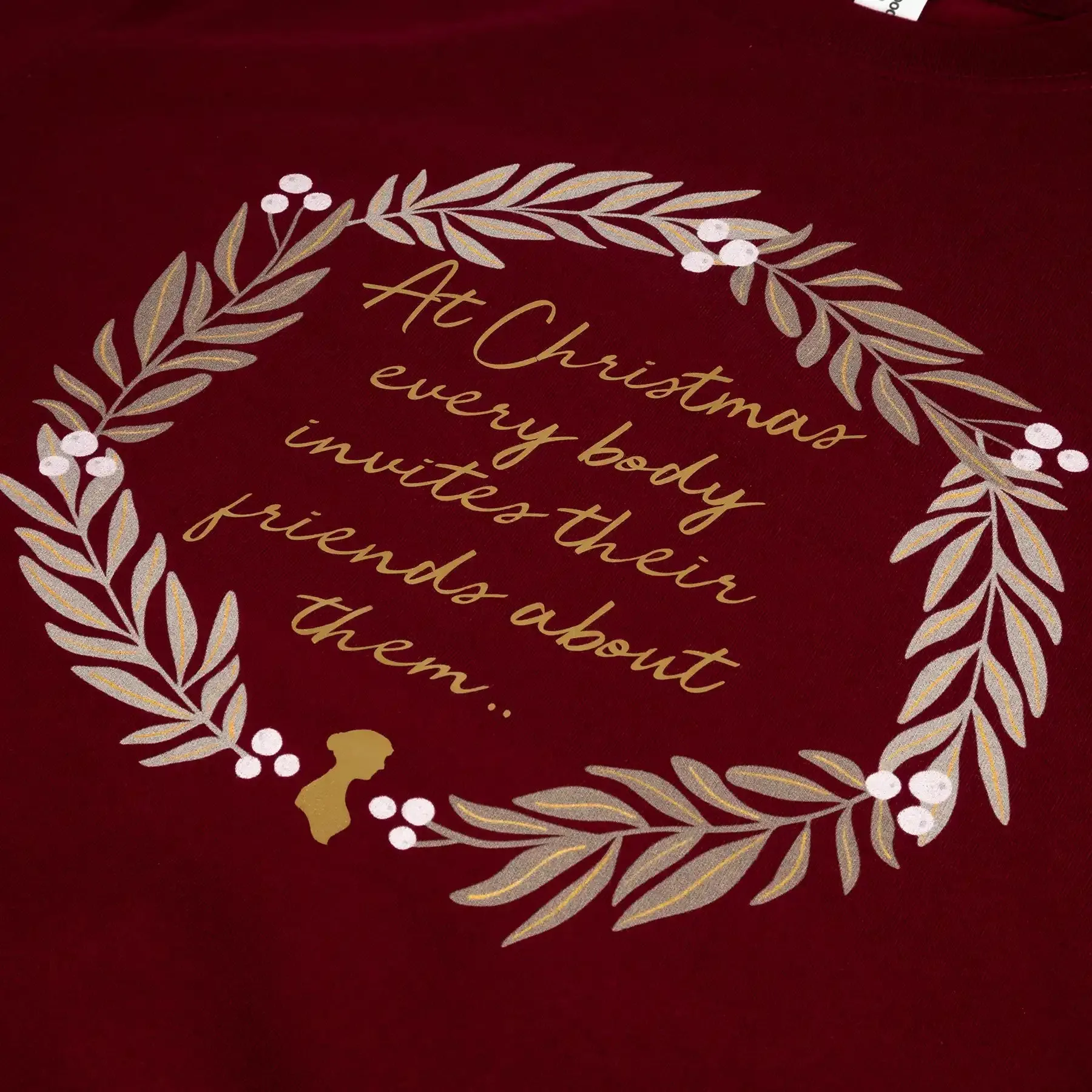 Christmas Sweater in Burgundy - Jane Austen Quote