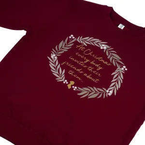 Christmas Sweater in Burgundy - Jane Austen Quote