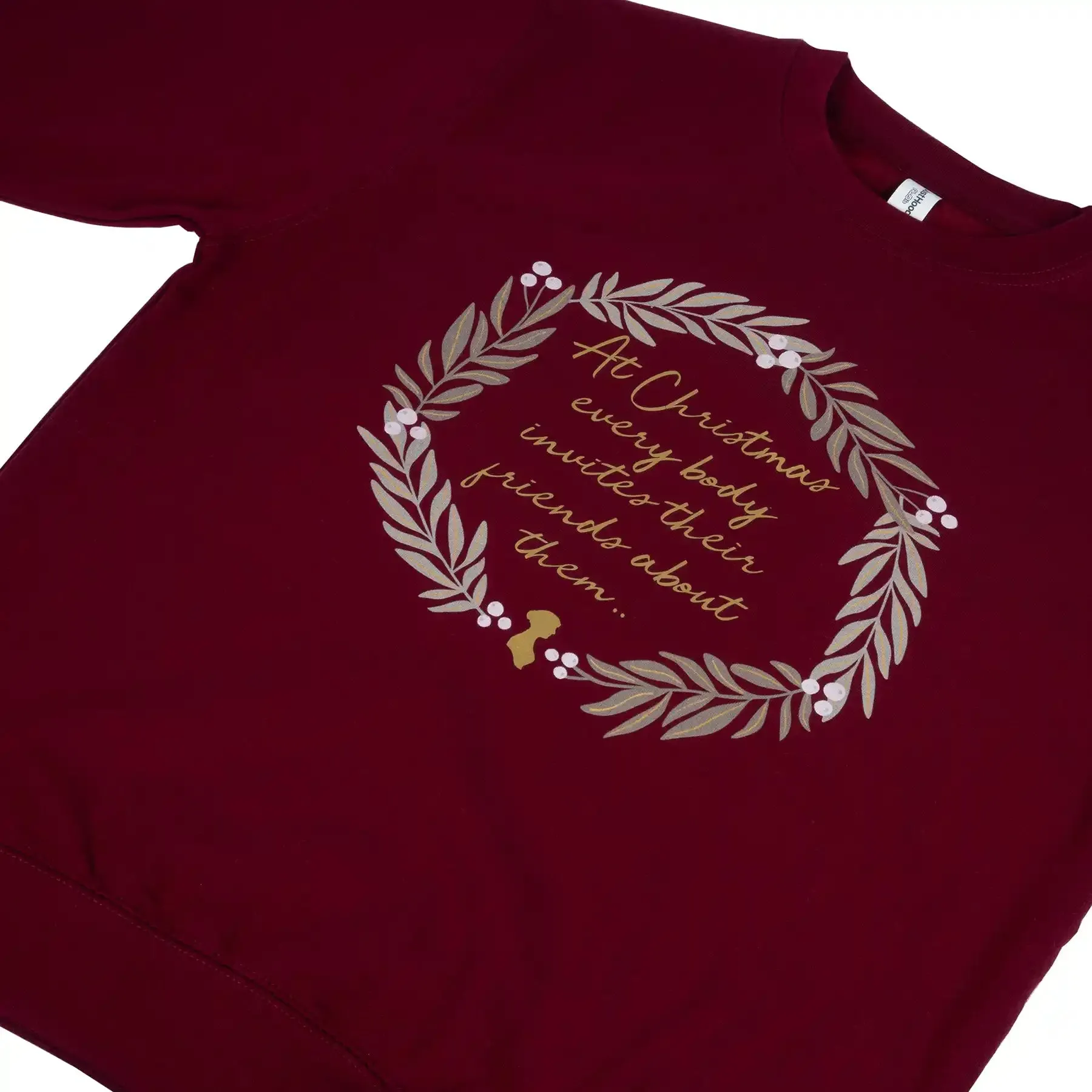 Christmas Sweater in Burgundy - Jane Austen Quote