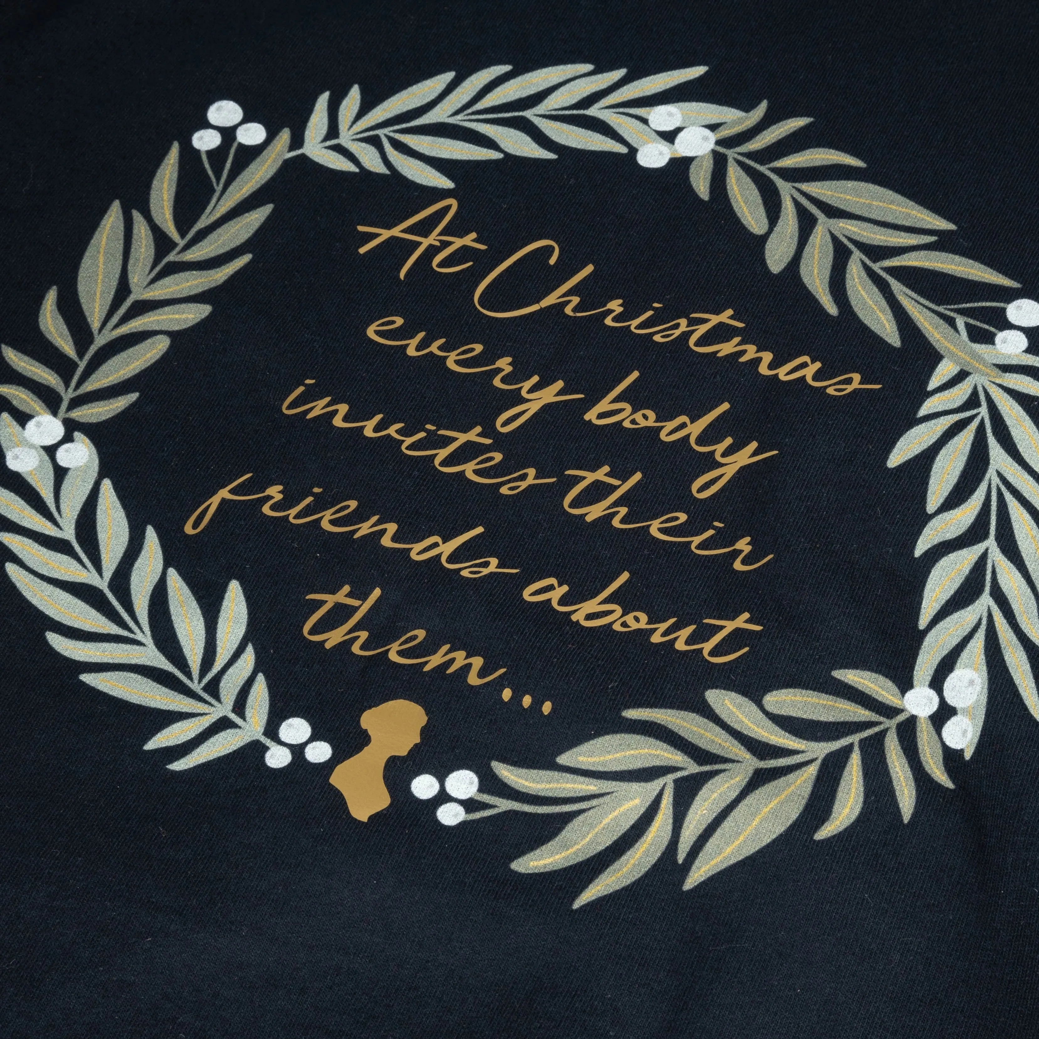 Christmas Sweater in Navy - Jane Austen Quote