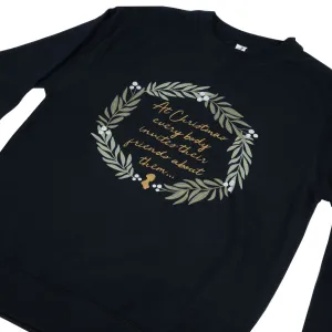 Christmas Sweater in Navy - Jane Austen Quote