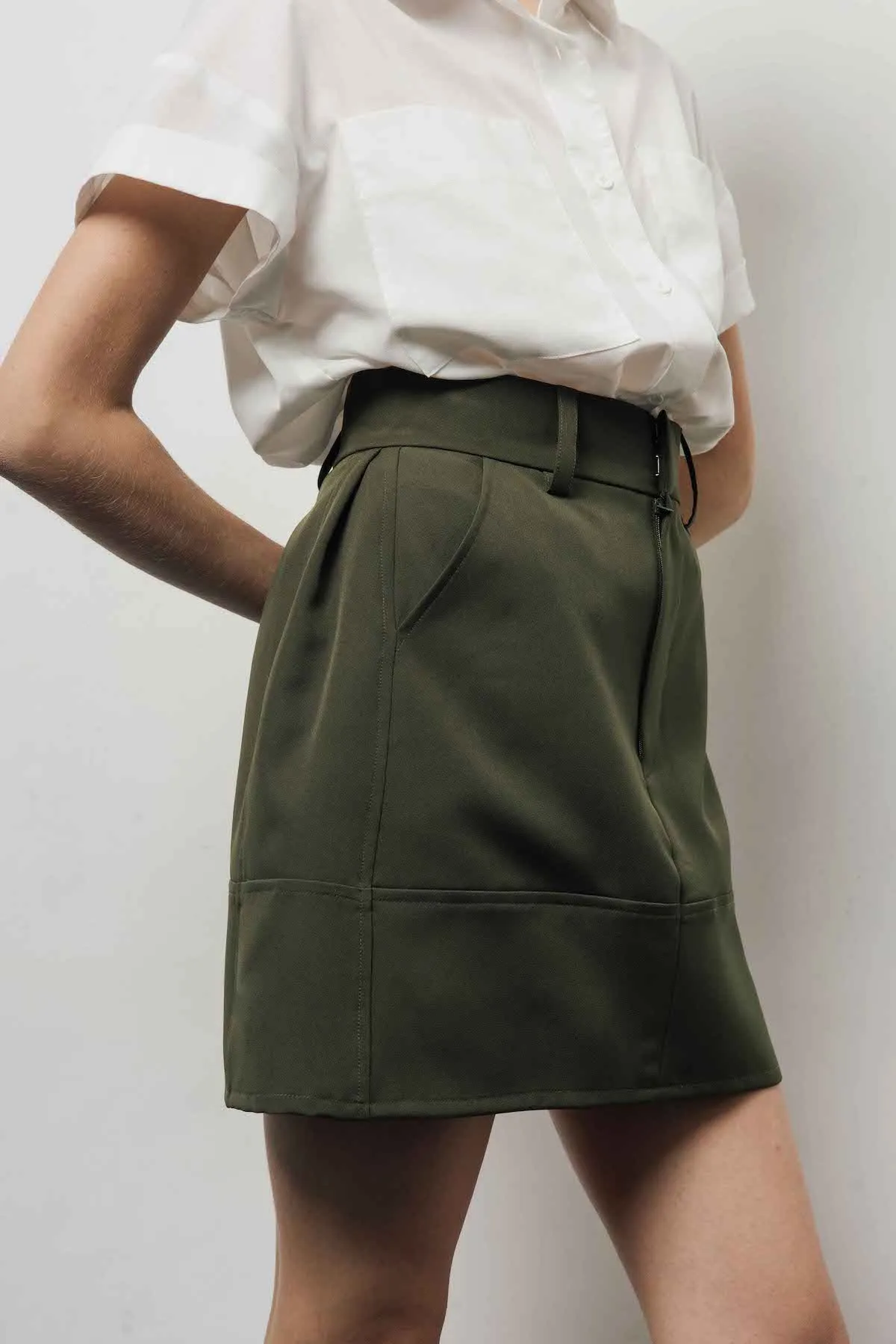 Colin Mini Skirts In Olive Green