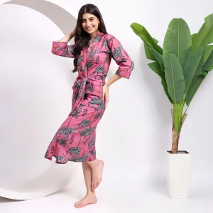 Cotton Kimono Pink Robes - Ideal for Lounge & Beach Wear