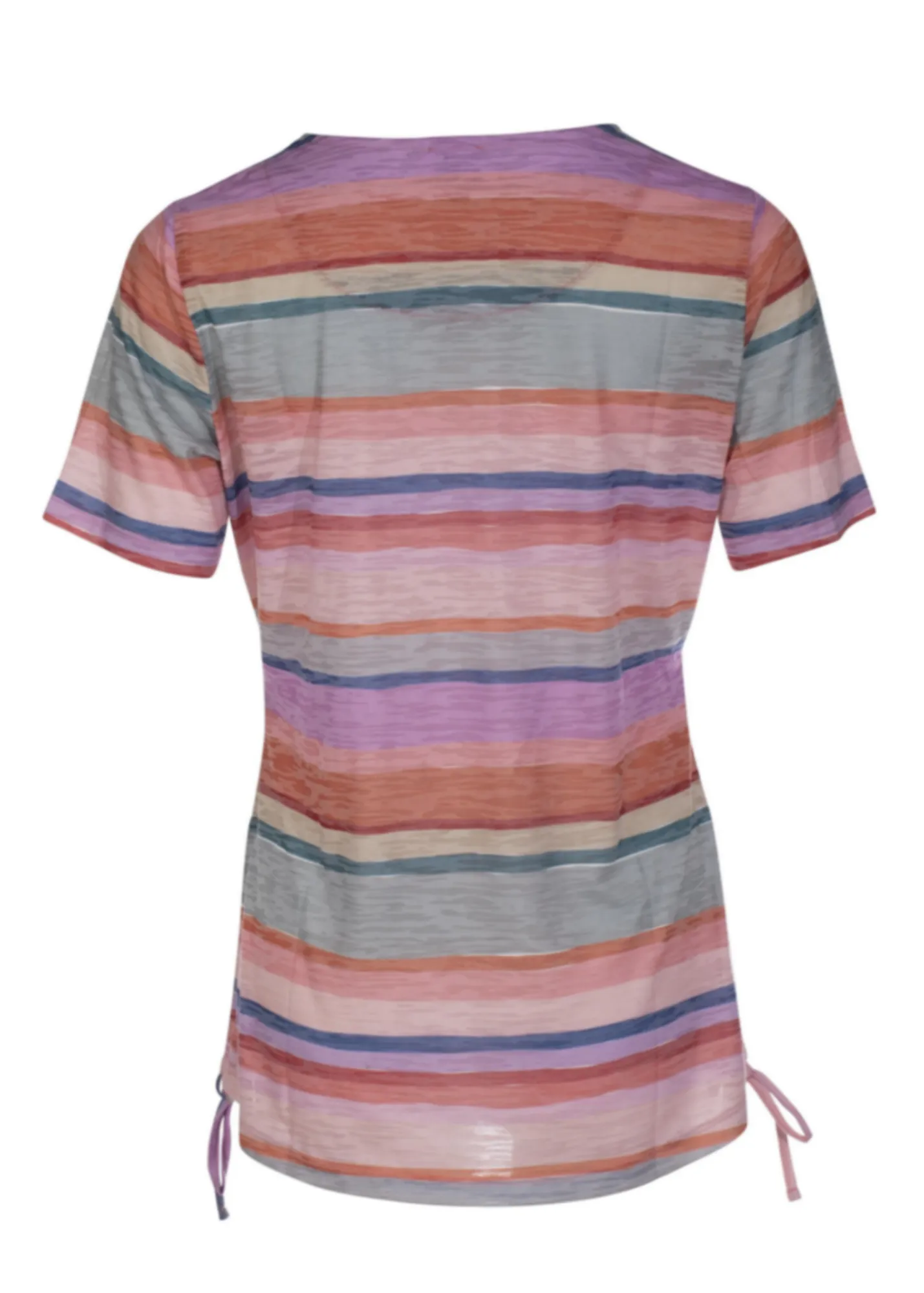 Curved hemline Burnout Tunic | Sage Pink Stripe | 6066AR