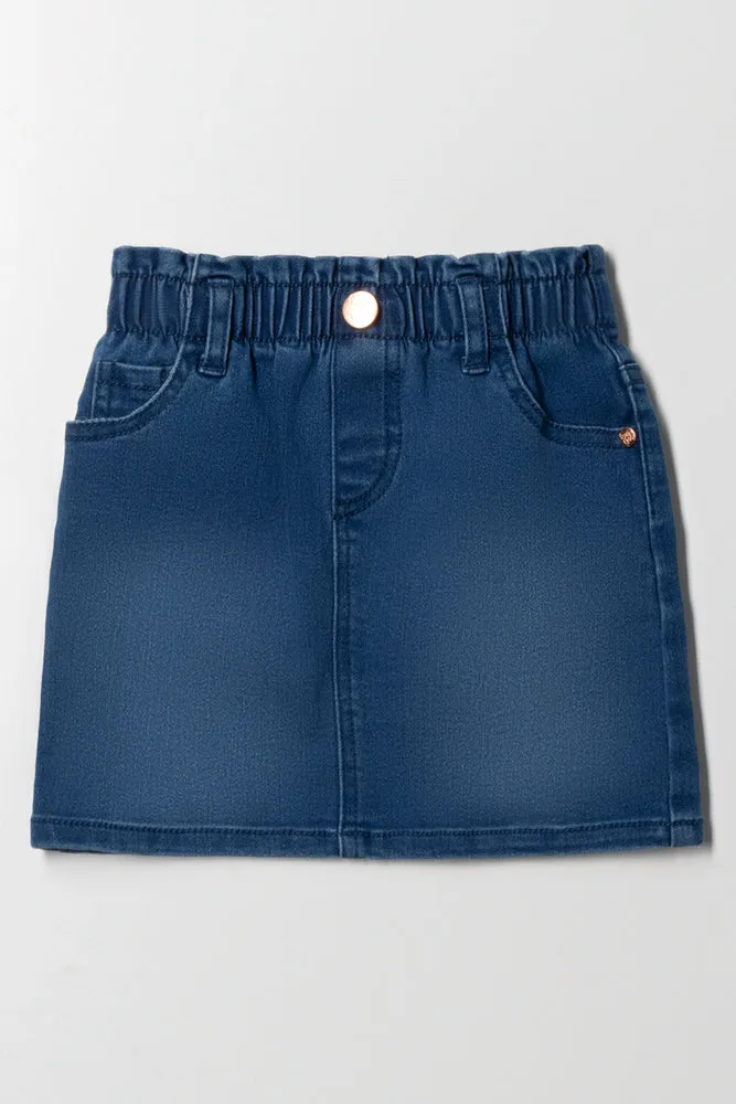 Denim Paper Bag Skirt Blue