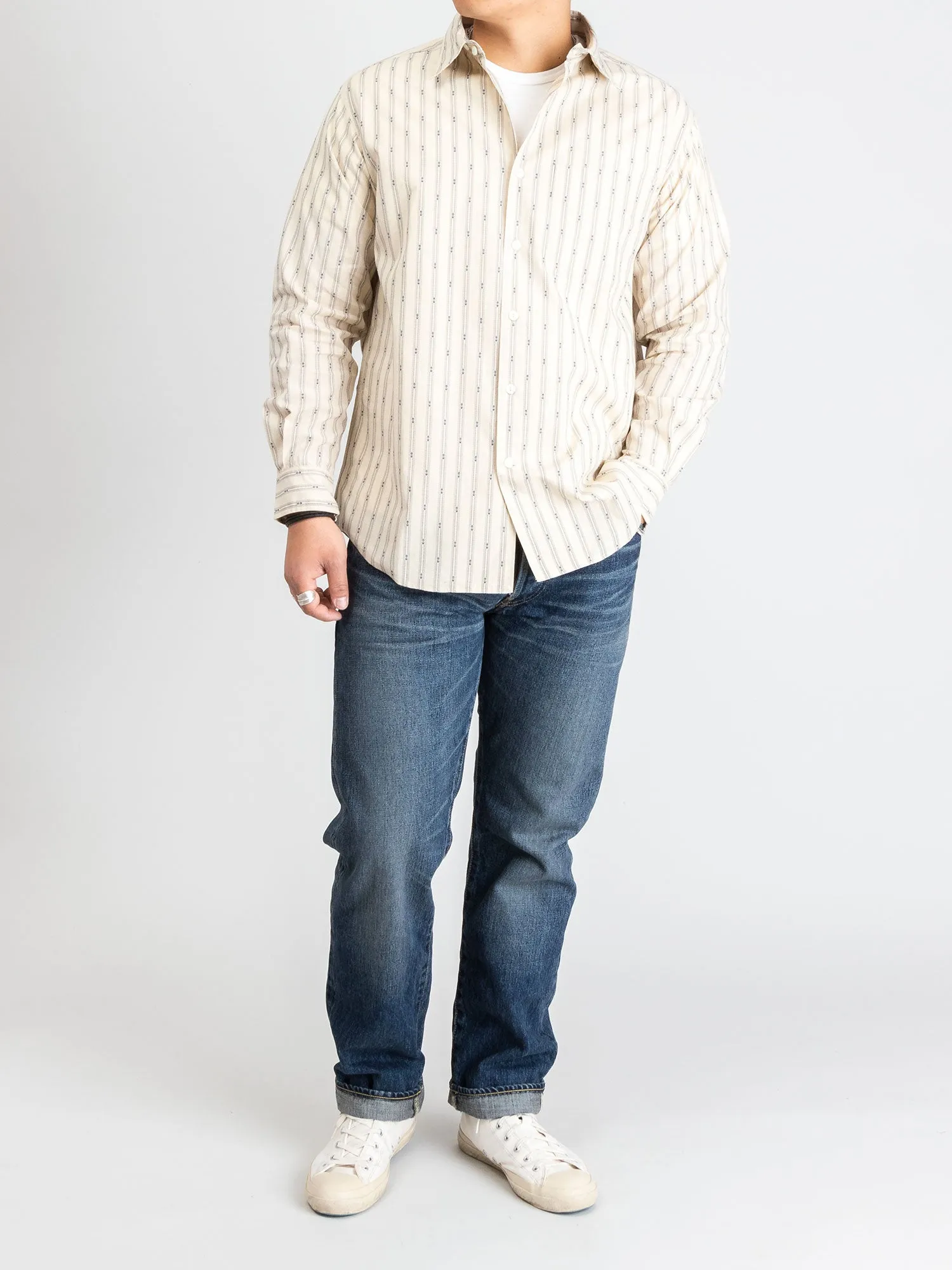 Dobby Stripe Work Shirt in Natural