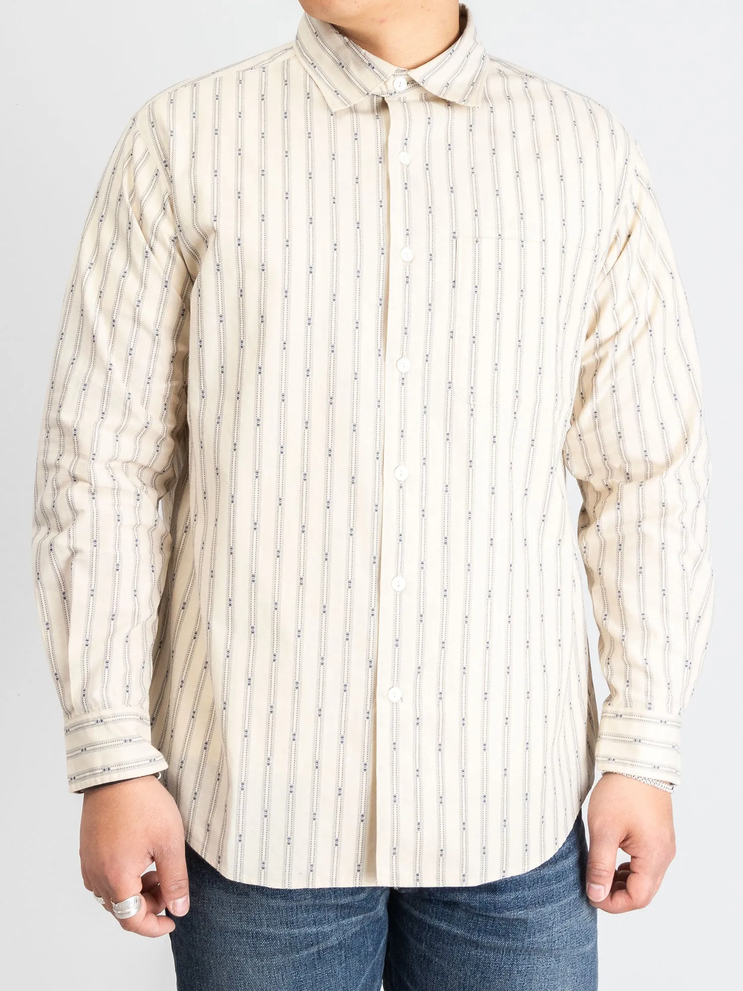 Dobby Stripe Work Shirt in Natural