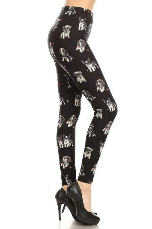 Dogs & Heart Print Leggings Plus Size