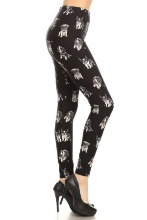 Dogs & Heart Print Leggings Plus Size