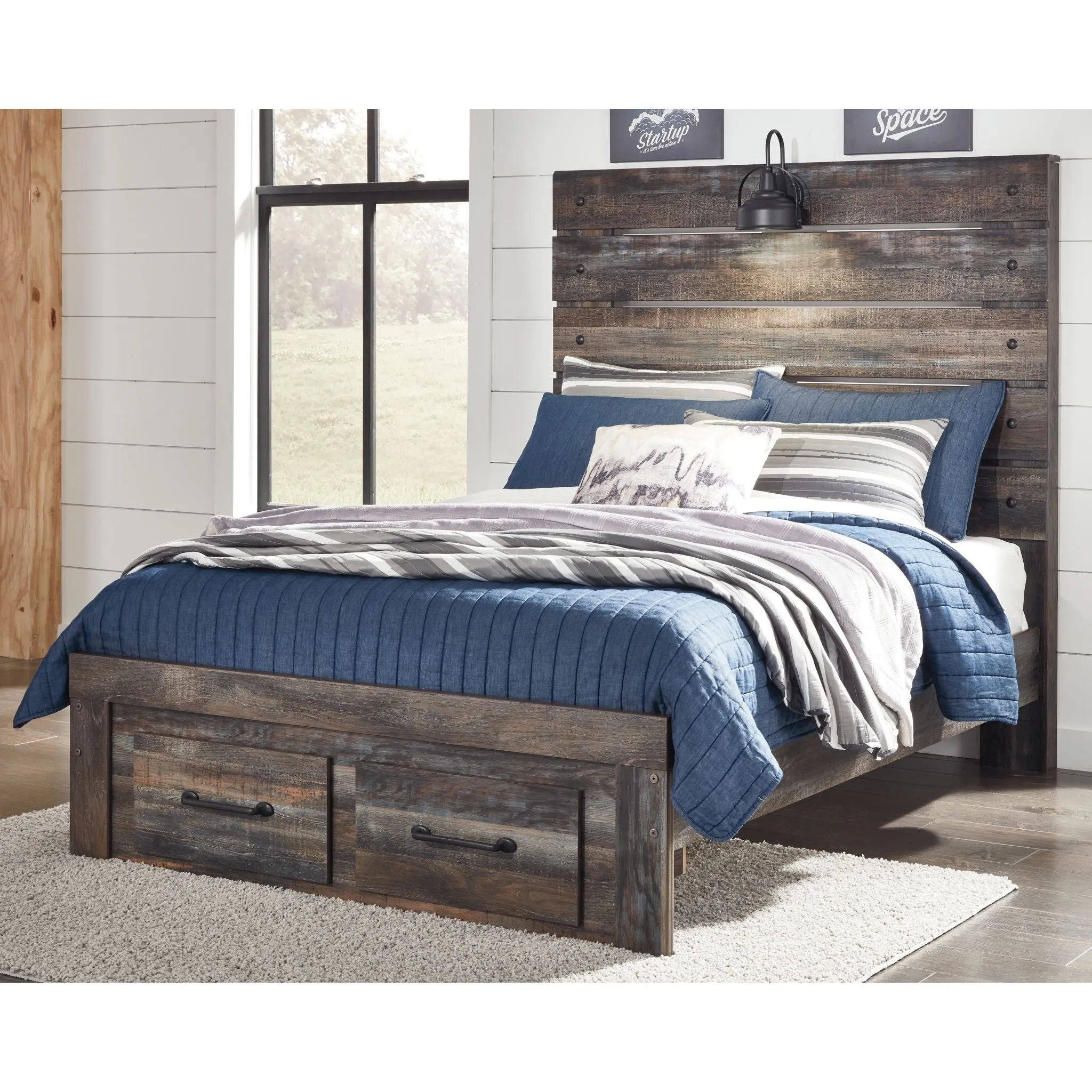 Drystan Full Panel Bed with Footboard Storage