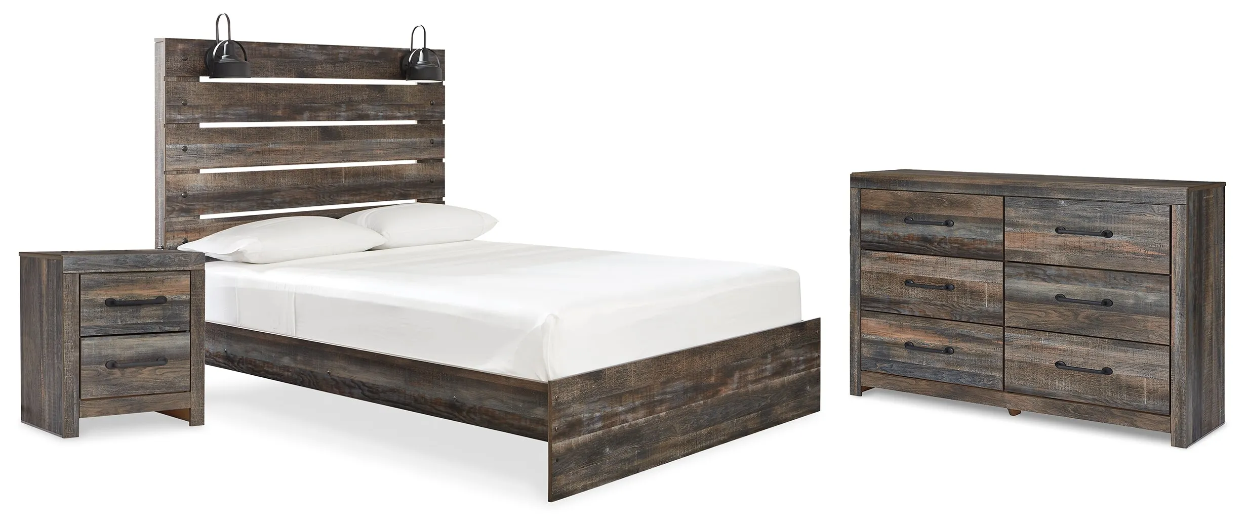Drystan Queen Panel Bed with Dresser and Nightstand in Multi