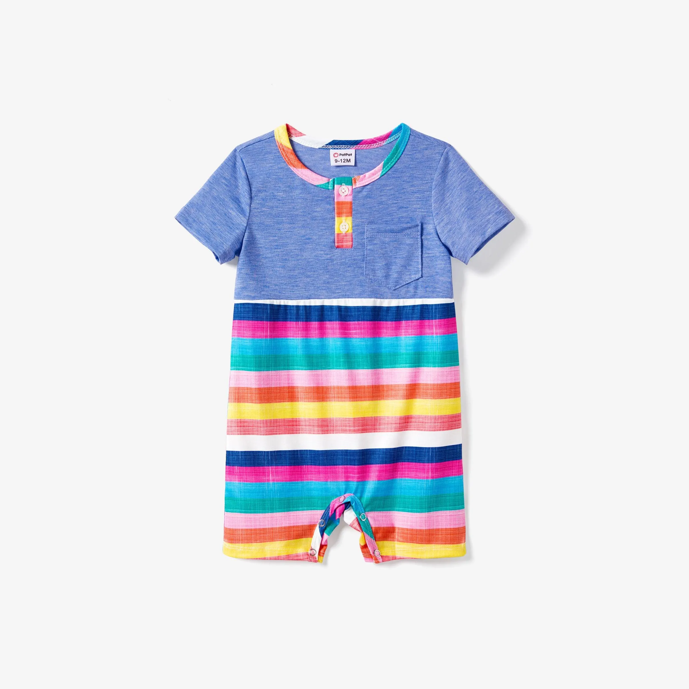 Family Matching Multi-Color Stripe T-shirt and Ruffle Hem Button Strap Dress Sets