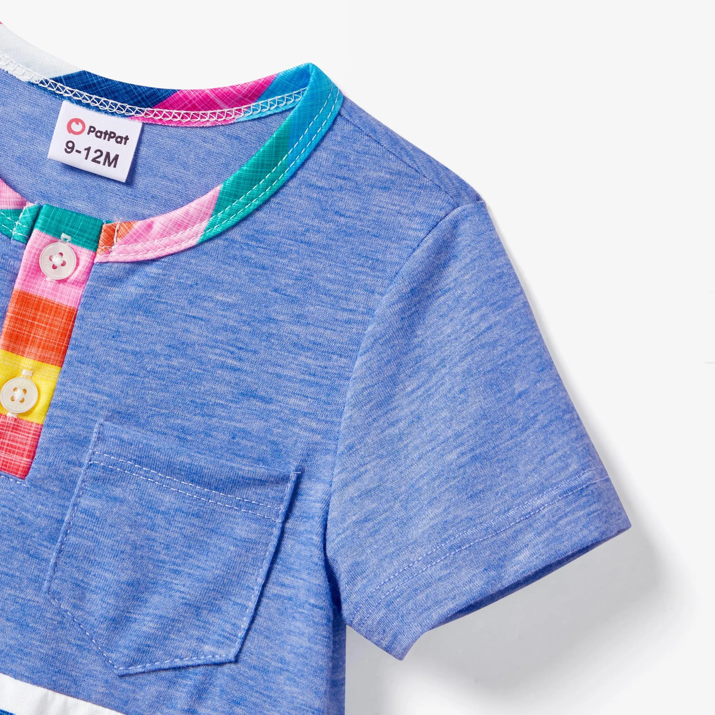 Family Matching Multi-Color Stripe T-shirt and Ruffle Hem Button Strap Dress Sets