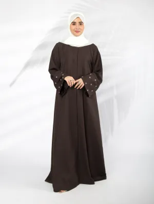 Flower Sequin Abaya (Charcoal)