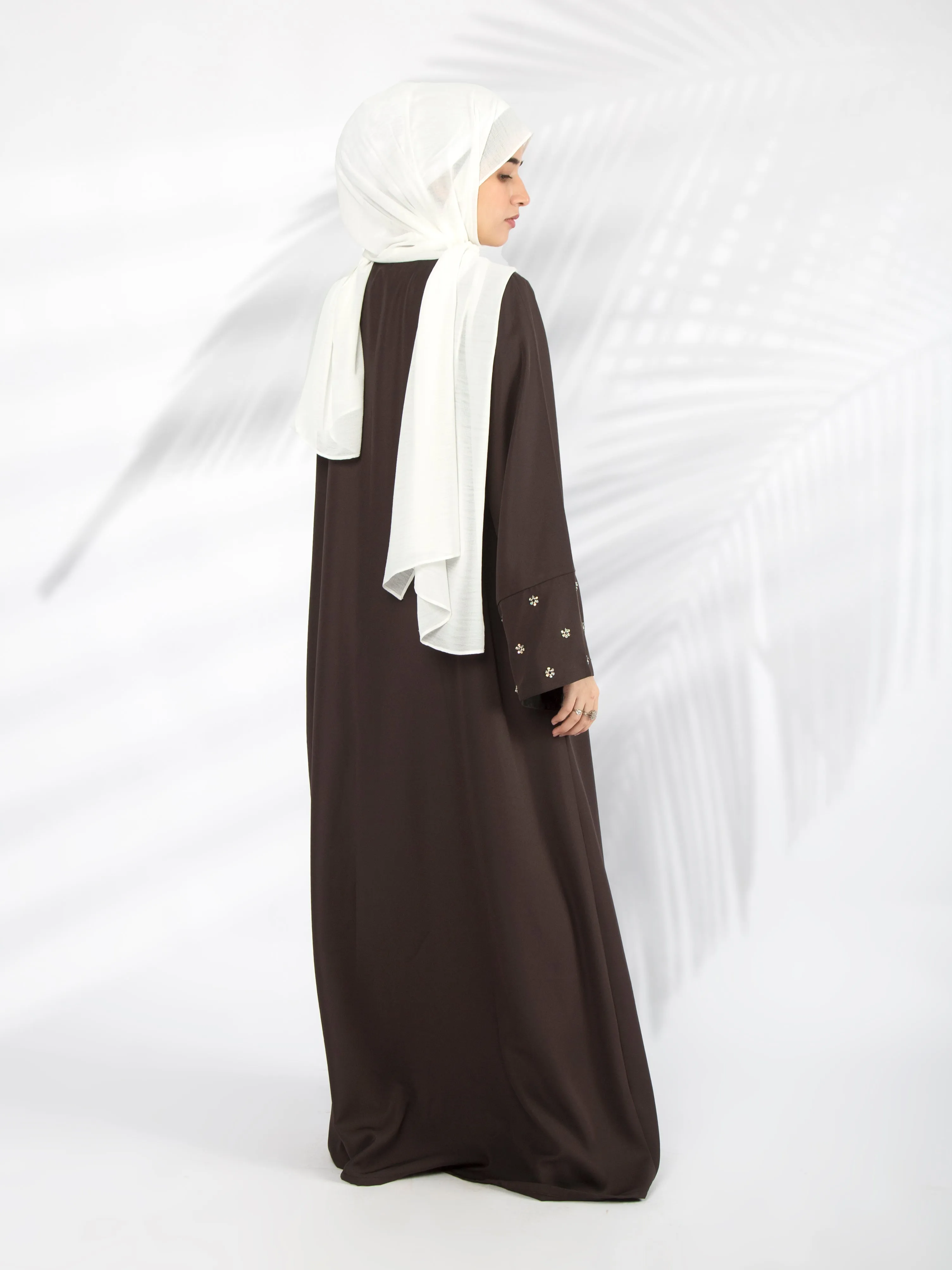 Flower Sequin Abaya (Charcoal)