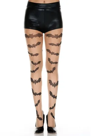 Flying bats print pantyhose