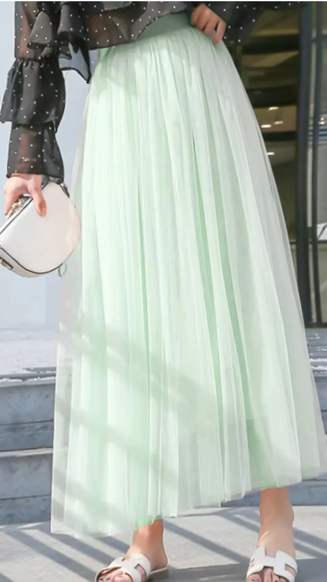 Flytonn-cute winter outfits casual winter outfits christmas outfit party look inspos High Elastic Waist Tulle Long Mesh Skirts