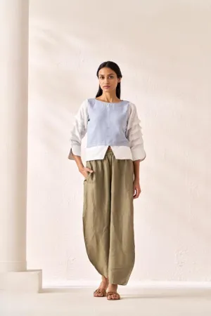 Front Slit 2 Colour Top Pacific Blue