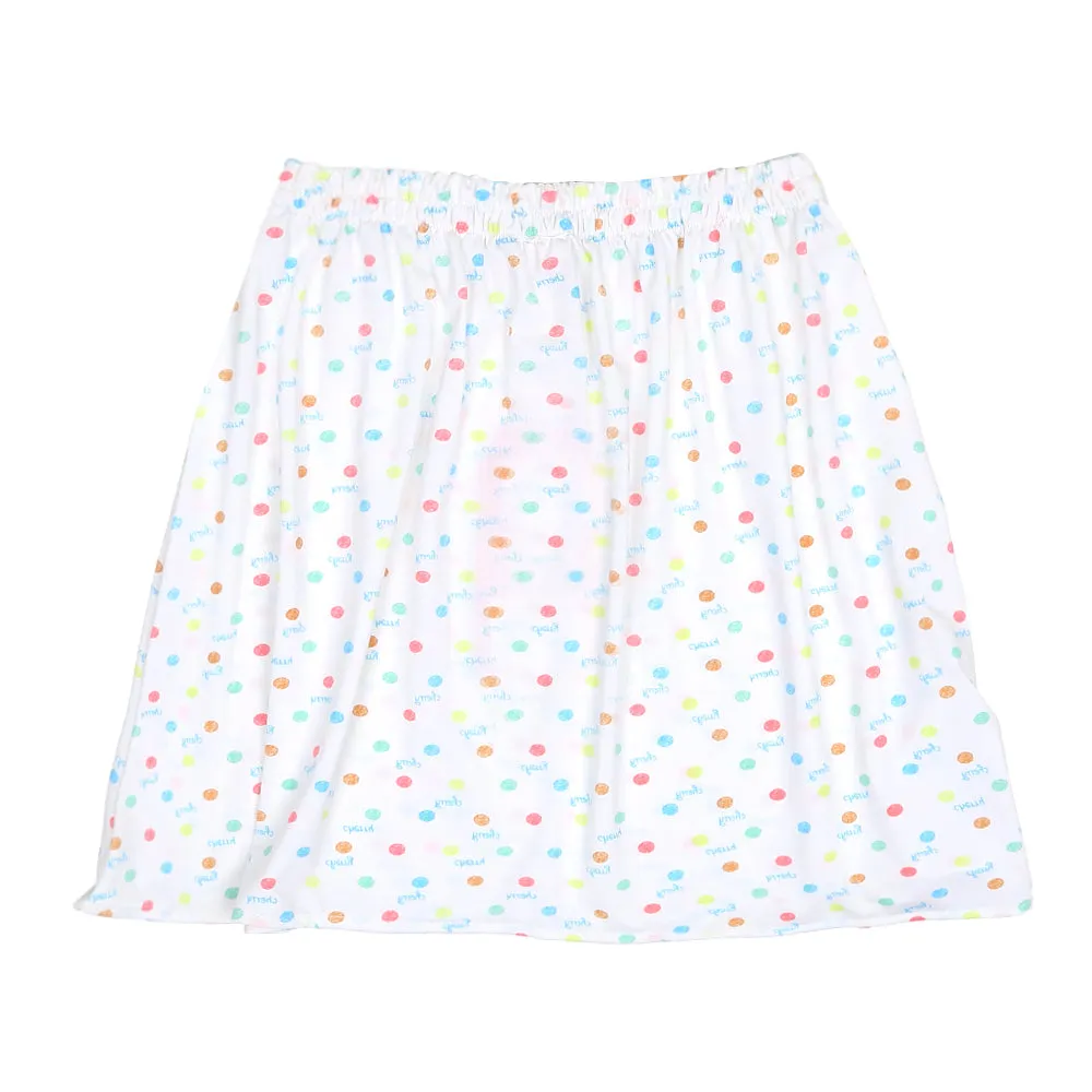 Girls Casual Skirt Dots -White
