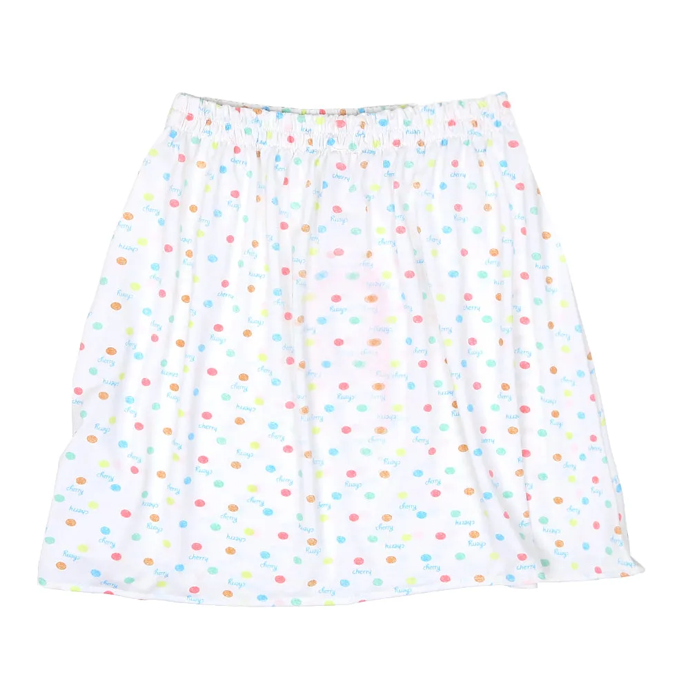 Girls Casual Skirt Dots -White
