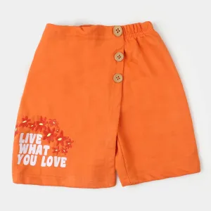 Girls Short Floral - Orange