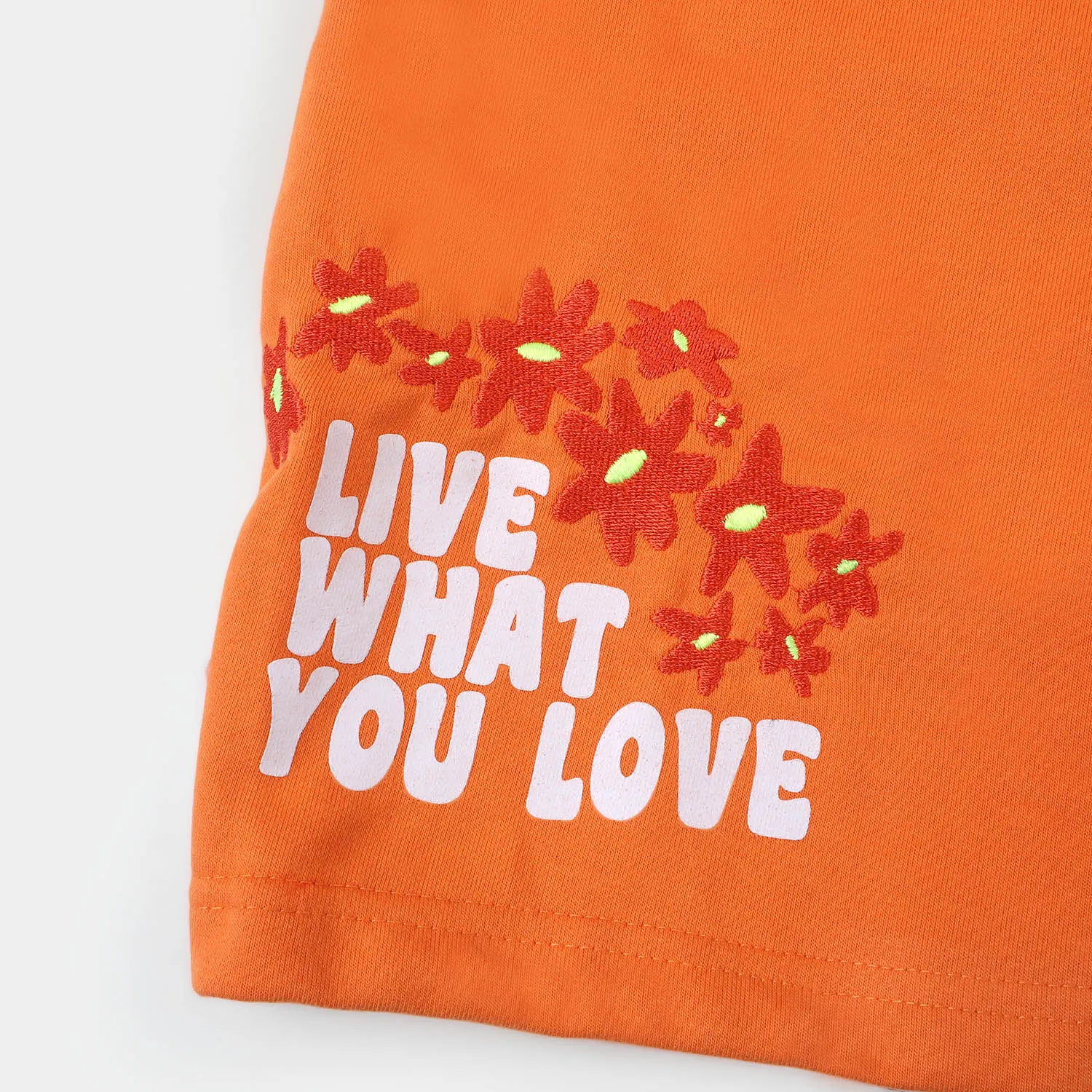 Girls Short Floral - Orange