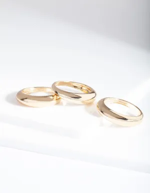 Gold Polished Ring Stack