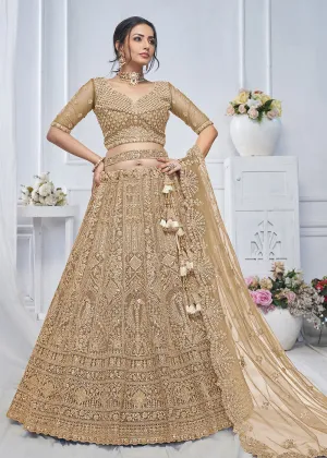 Graceful Brown All Over Embroidered Designer Lehenga Choli