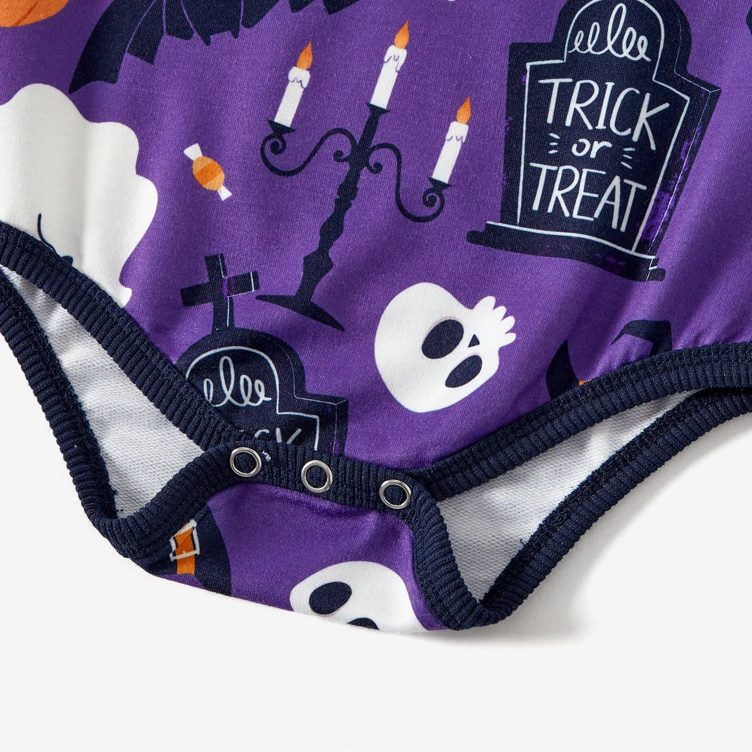 Halloween Family Matching Purple Letter & Ghost Print Tops