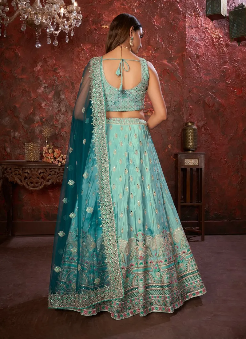 Hand Embroidered Ethnic Shibori Crepe Lehenga Set