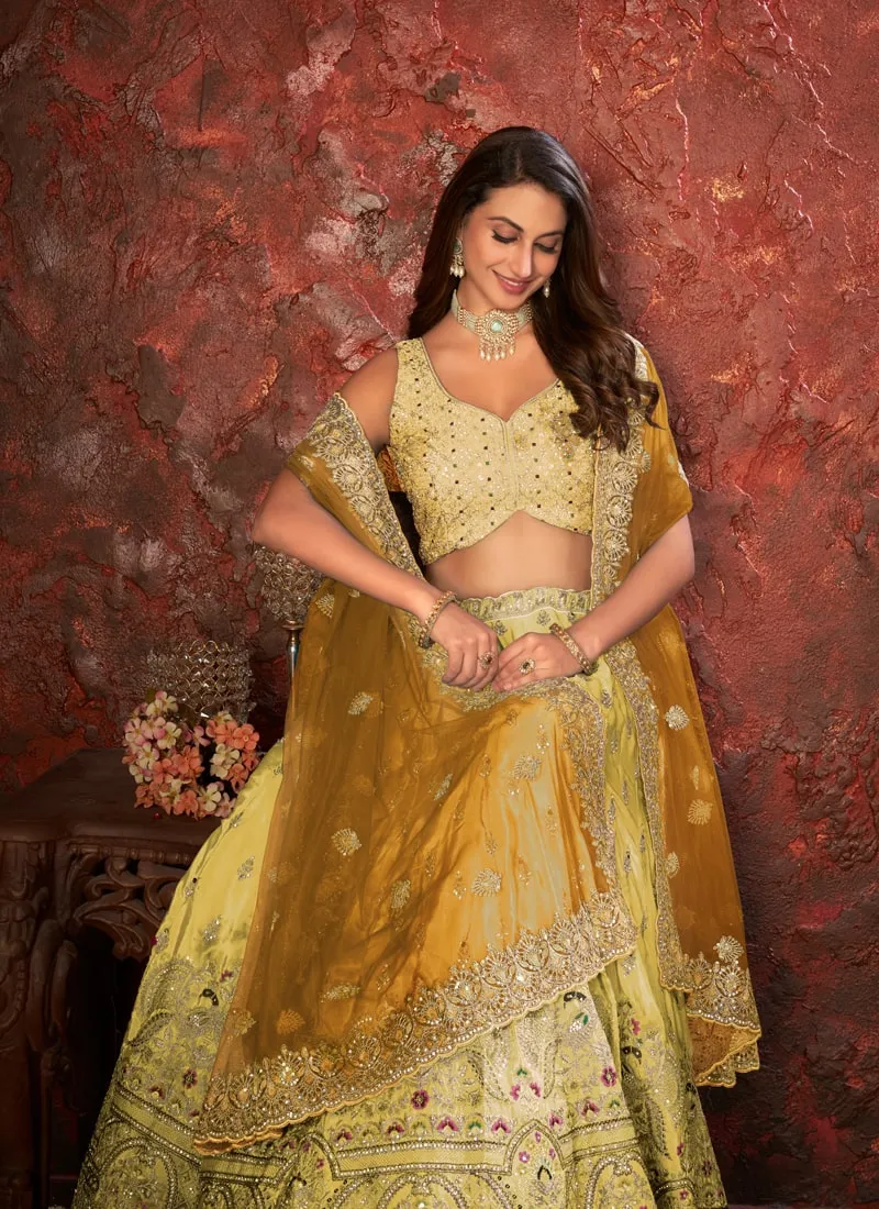 Hand Embroidered Ethnic Shibori Crepe Lehenga Set