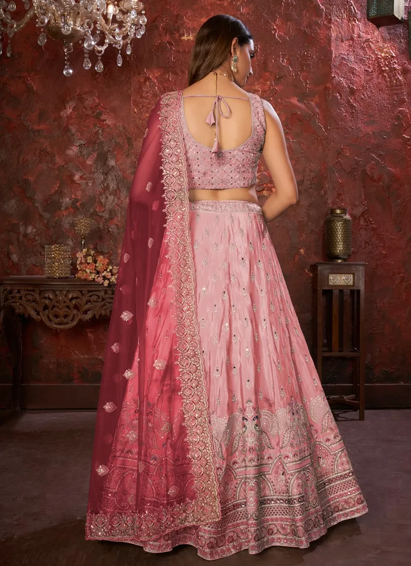 Hand Embroidered Ethnic Shibori Crepe Lehenga Set
