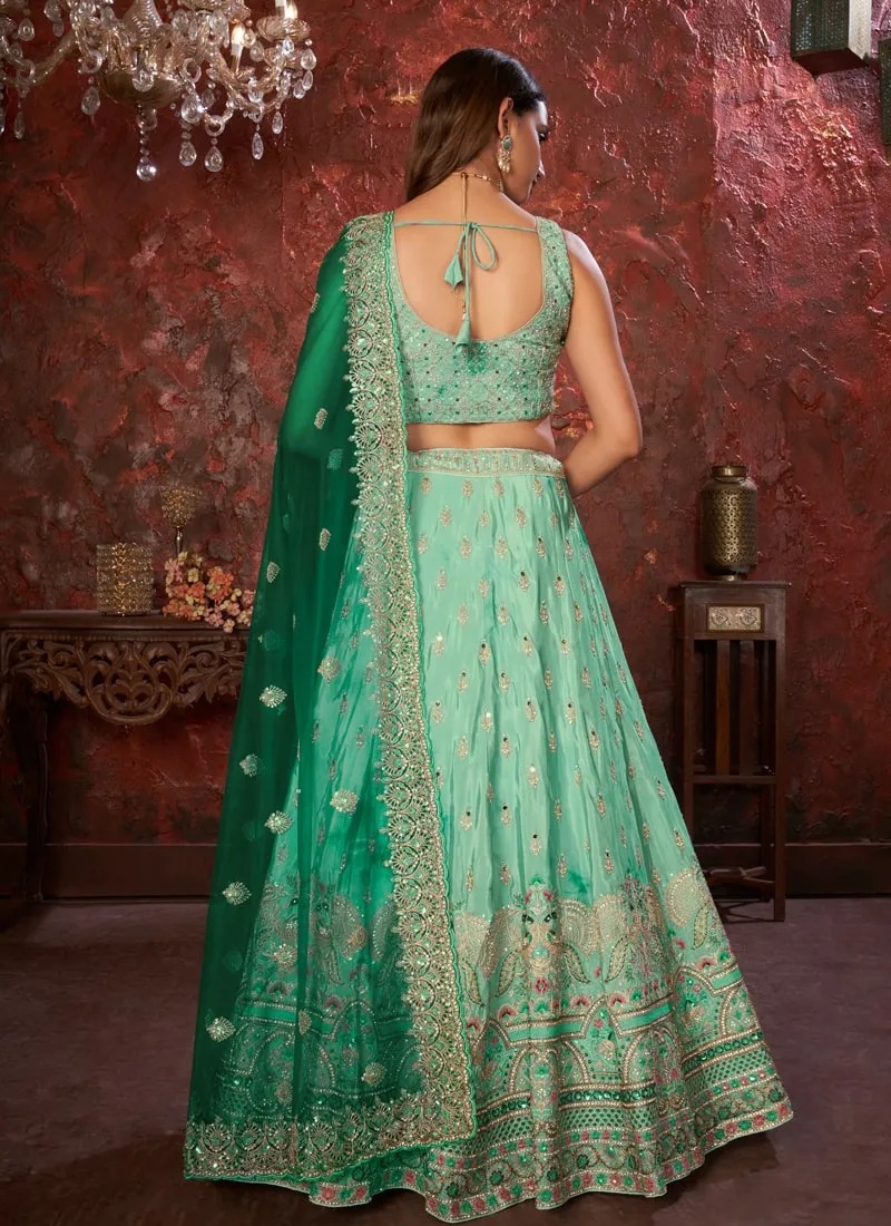 Hand Embroidered Ethnic Shibori Crepe Lehenga Set