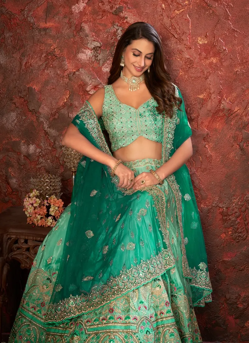 Hand Embroidered Ethnic Shibori Crepe Lehenga Set