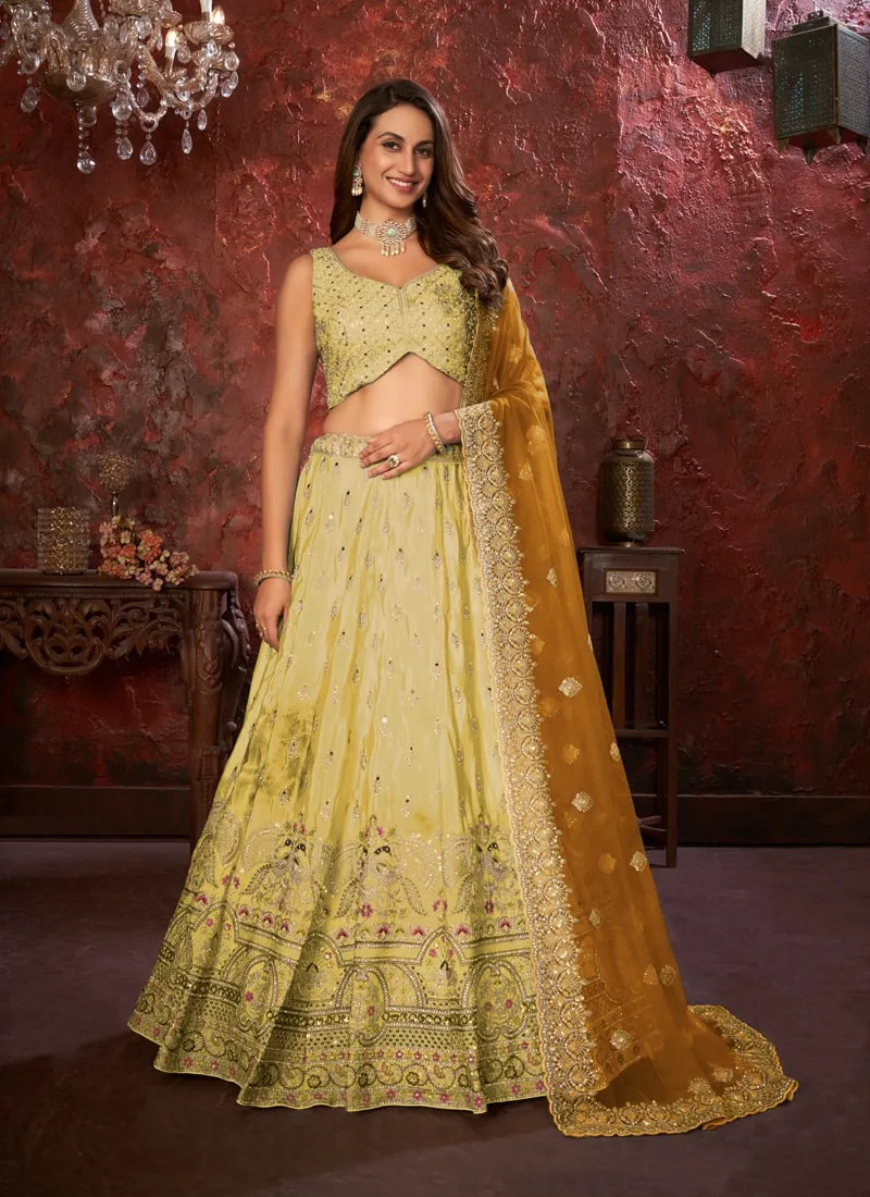 Hand Embroidered Ethnic Shibori Crepe Lehenga Set
