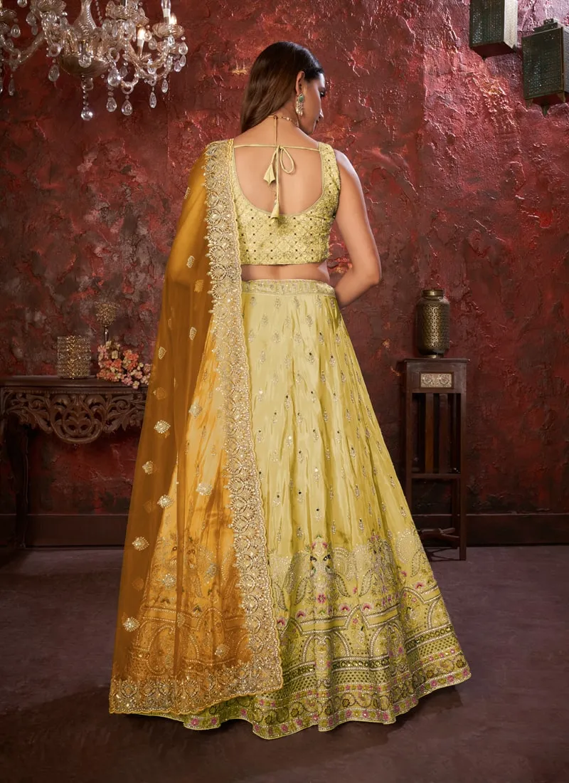 Hand Embroidered Ethnic Shibori Crepe Lehenga Set