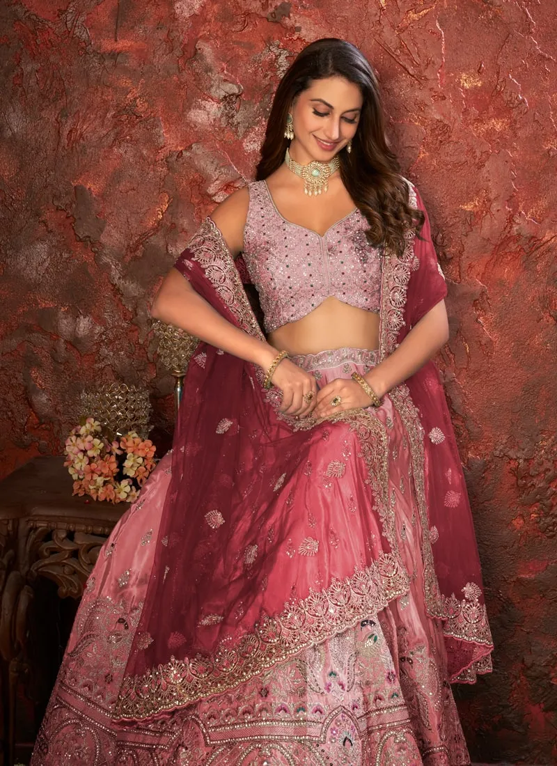 Hand Embroidered Ethnic Shibori Crepe Lehenga Set