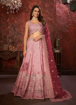 Hand Embroidered Ethnic Shibori Crepe Lehenga Set