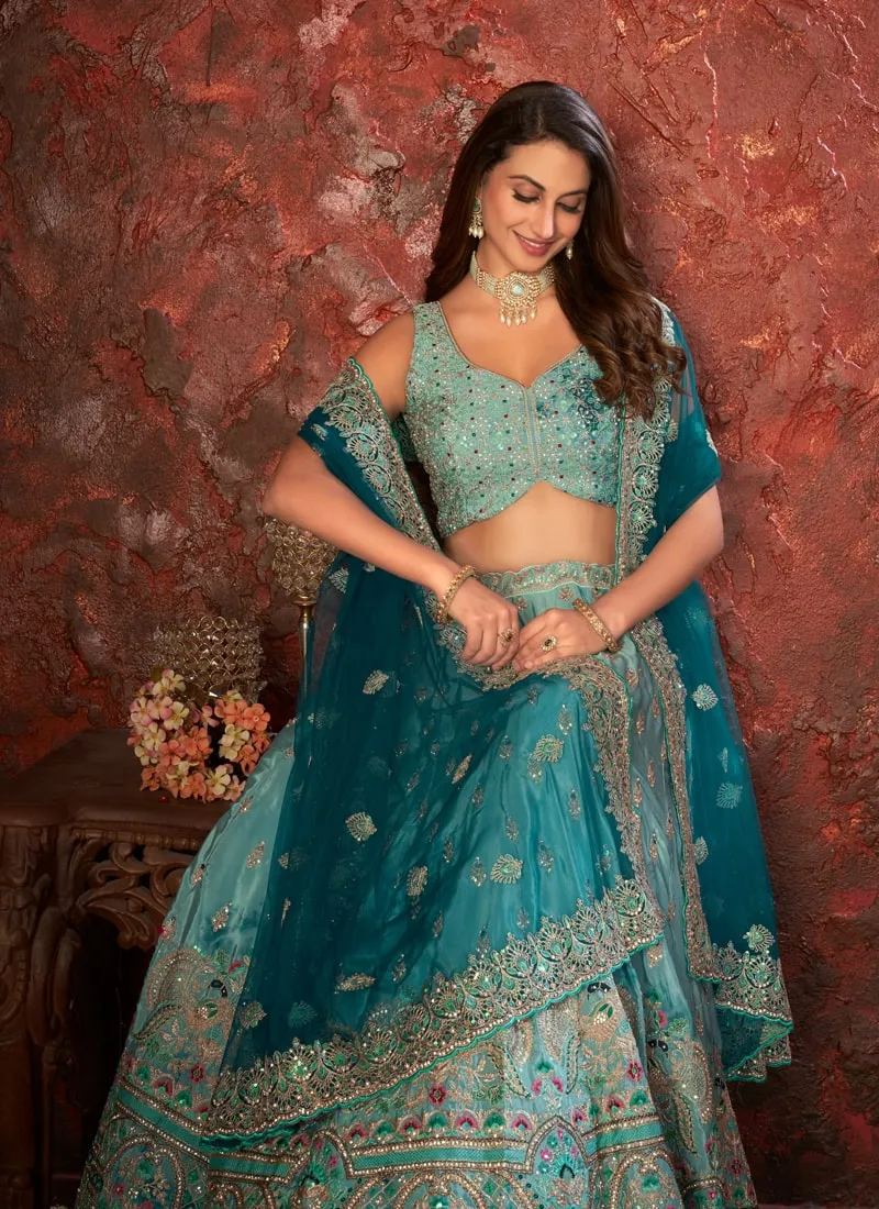 Hand Embroidered Ethnic Shibori Crepe Lehenga Set